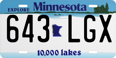 MN license plate 643LGX