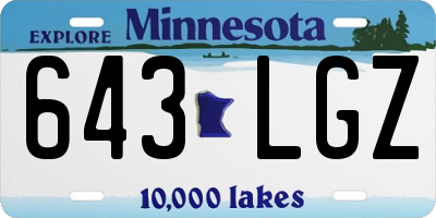 MN license plate 643LGZ