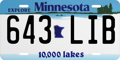 MN license plate 643LIB