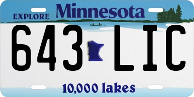 MN license plate 643LIC