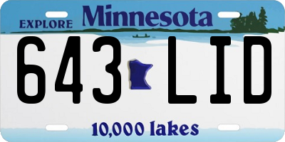 MN license plate 643LID