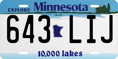 MN license plate 643LIJ