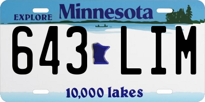 MN license plate 643LIM
