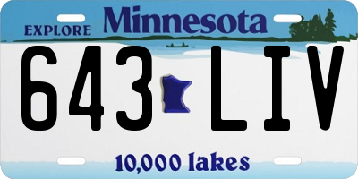 MN license plate 643LIV