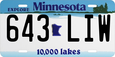 MN license plate 643LIW