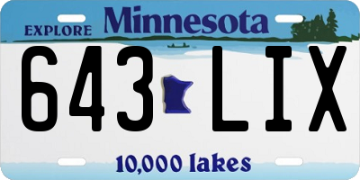 MN license plate 643LIX