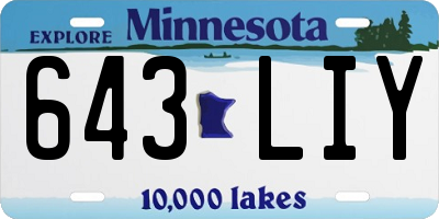 MN license plate 643LIY