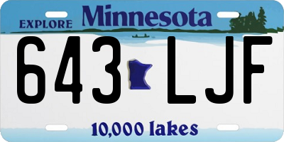 MN license plate 643LJF