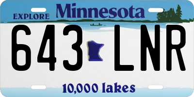 MN license plate 643LNR
