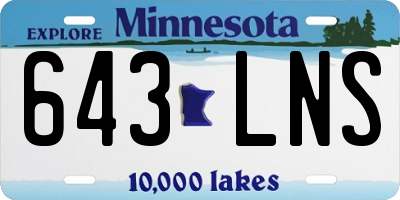 MN license plate 643LNS
