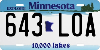 MN license plate 643LOA