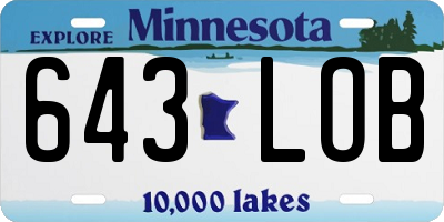 MN license plate 643LOB