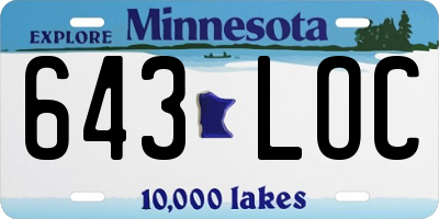 MN license plate 643LOC