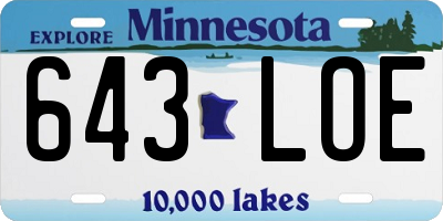 MN license plate 643LOE