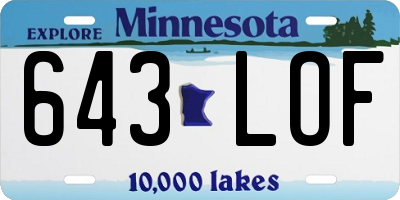 MN license plate 643LOF