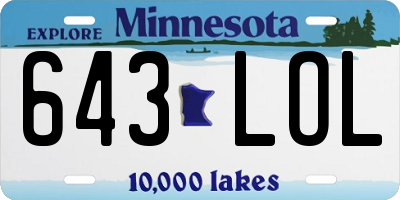MN license plate 643LOL