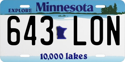 MN license plate 643LON