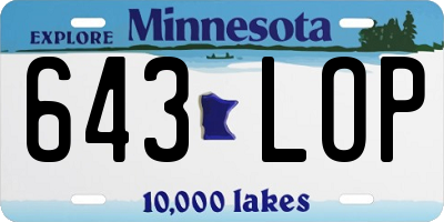 MN license plate 643LOP