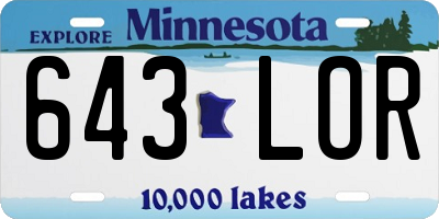 MN license plate 643LOR