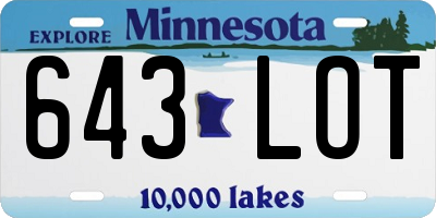 MN license plate 643LOT