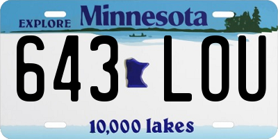 MN license plate 643LOU