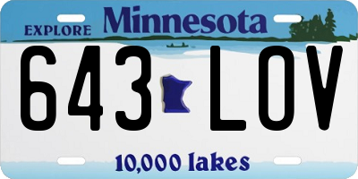 MN license plate 643LOV