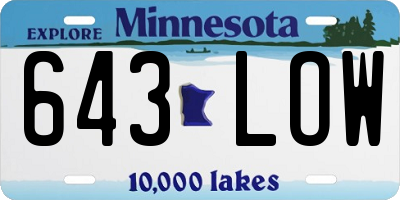MN license plate 643LOW