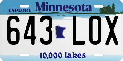 MN license plate 643LOX