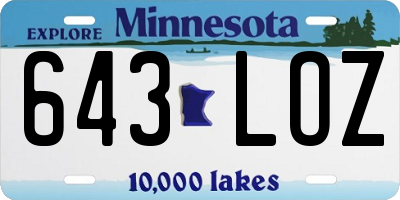 MN license plate 643LOZ