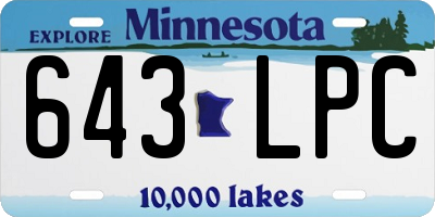MN license plate 643LPC