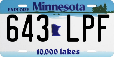 MN license plate 643LPF