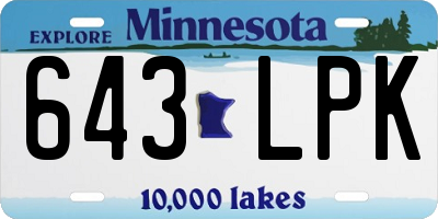 MN license plate 643LPK