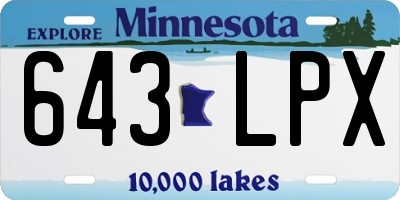 MN license plate 643LPX