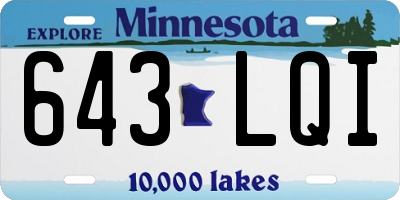 MN license plate 643LQI