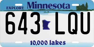 MN license plate 643LQU