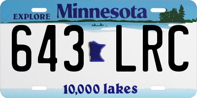 MN license plate 643LRC