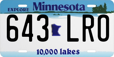 MN license plate 643LRO