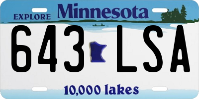 MN license plate 643LSA