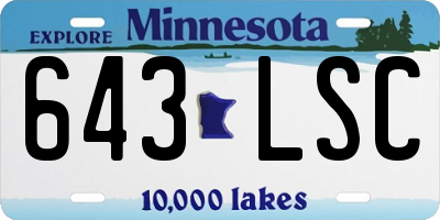 MN license plate 643LSC