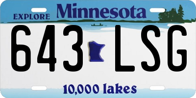MN license plate 643LSG