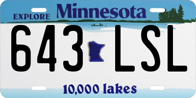 MN license plate 643LSL