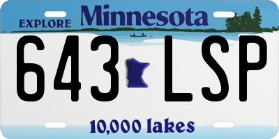 MN license plate 643LSP