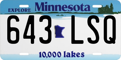 MN license plate 643LSQ