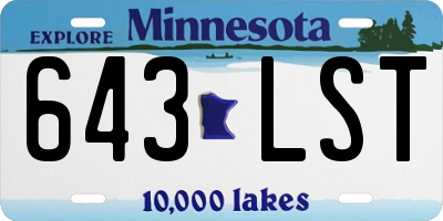MN license plate 643LST