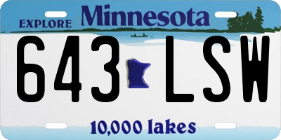 MN license plate 643LSW