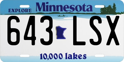 MN license plate 643LSX