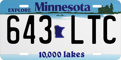 MN license plate 643LTC