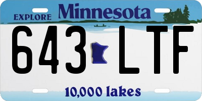 MN license plate 643LTF