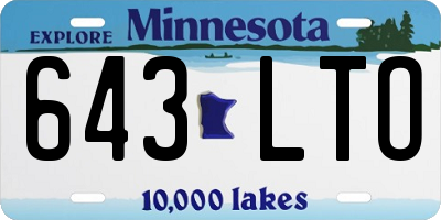 MN license plate 643LTO