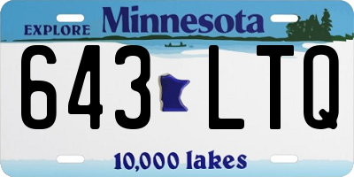 MN license plate 643LTQ